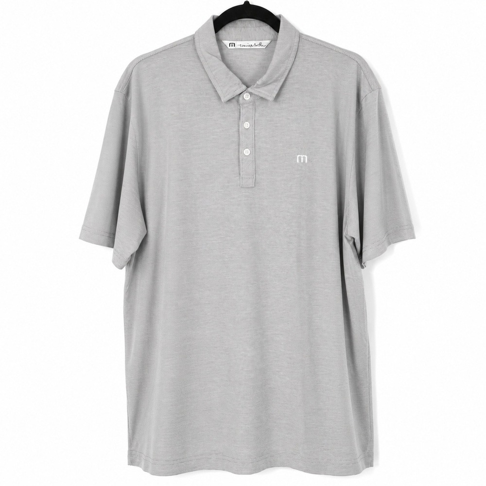 Travis Mathew Polo Shirt Mens XL Grey Short Sleeve Pima Cotton Golf Performance